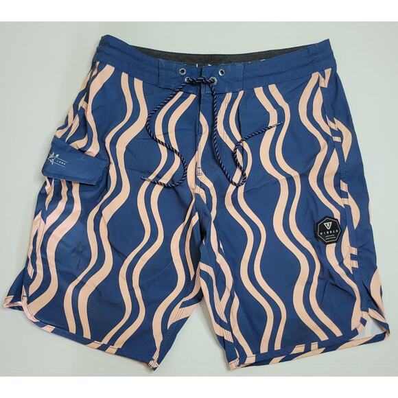 Vissla E.G Lark Men's Board Shorts Size 30 Geometric Wave Blue Inseam 10 - Picture 1 of 10